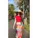 New Girl Set For Women Summer Hot Beach Island Vacation Style Backless Short Sleeve Top Printed Skirt_ecoleips.com