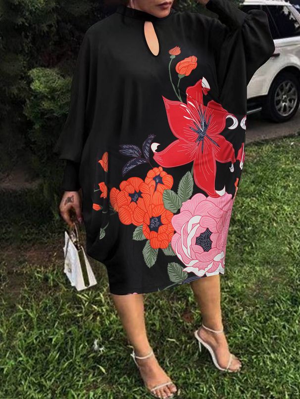 Women's Clothing Spring And Summer New Products Elegant Style Flower Print Large Size Dress Midi Skirt_ecoleips.com