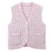 Women's Clothing Loose Sweater Vest Women's New Knitted Cardigan Vest Gold Thread Single Breasted Sleeveless Vest_ecoleips.com