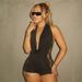 Women's Sexy Solid Color Deep V Neck Spliced Lace Jumpsuit Shorts J26RP157 European American Style Hot Selling New Clothing_ecoleips.com