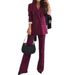 Women's Clothing Suit Lapel Casual Commuting Solid Color Two Piece Suit_ecoleips.com