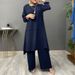 Women's Clothing Sportswear Elegant Puff Sleeve Round Neck Shirt Loose Fashion Wide Leg Pants Suit_ecoleips.com