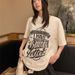 Women's Printed Letter Cotton T-Shirt Short Sleeved Loose Top Spring/Summer_ecoleips.com