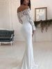 Women's Clothing One Shoulder Lace Long Sleeved Dress Mopping Wedding Dress_ecoleips.com