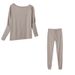 2025 Solid Color Fashion Casual Lace-Up Off-Shoulder Sports Pants Long Set For Women_ecoleips.com