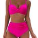 Women's High-Waist Bikini Set – Animal Print & Floral Swimwear With Removable Padded Top (S-Xxl, Quick-Dry Polyester, Tummy Control Design)_ecoleips.com