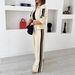 Women's Clothing High Waisted Wide Leg Pants Set Zip Up Jacket Autumn Trendy Two Piece Outfit Regular Size Polyester_ecoleips.com