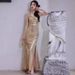 Women's Clothing Gold Evening Dress Niche Swing Collar Backless Dress Sequin Party Long Slim Slit Catwalk Dress Skirt_ecoleips.com