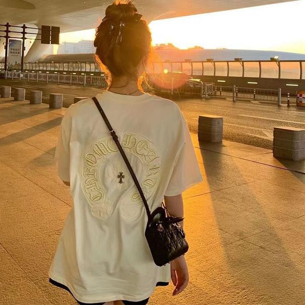 American-Style 100% Cotton Trendy Niche Short-Sleeve T-Shirt For Top Quality Women, 2026 Summer, Sanskrit Embroidery, Loose And_ecoleips.com