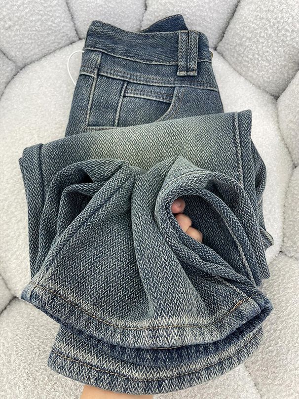 Starry Sky Pattern Wheat Ear Jeans For Women, Autumn And Winter Style, Plus Size, Pear-Shaped Body, High Waist_ecoleips.com
