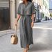 Women's Clothing Solid Color Loose Short Sleeve Shirt High Waist Wide Leg Pants Cotton And Linen Casual Two Piece Set_ecoleips.com