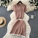 Preppy Style Women's Polo Collar Knit Two Piece Set Slimming Short Sleeve Top Elegant Skirt Set for Summer Commuting_ecoleips.com
