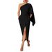 Slim Fit Asymmetrical Collar Cape Dress For Women Elegant American Fashion Evening Gown Hot Selling_ecoleips.com