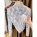 K Perspective Semi High Neck Lace Base Sweater, New Stylish Thin Mesh Small Sweater, Sweater With Inner Lining, Women's Gauze Jacket_ecoleips.com
