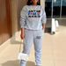 Women's Clothing Fleece Lined Two Piece Set American Style Crew Neck Printed Sweatshirt Casual Sweatshirt Suit_ecoleips.com