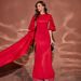 Vintage-Inspired Wine Red Evening Gown – Flared Sleeve Satin Banquet Dress With U-Neck & Bodycon Silhouette For Cocktail Parties, Wedding Receptions_ecoleips.com