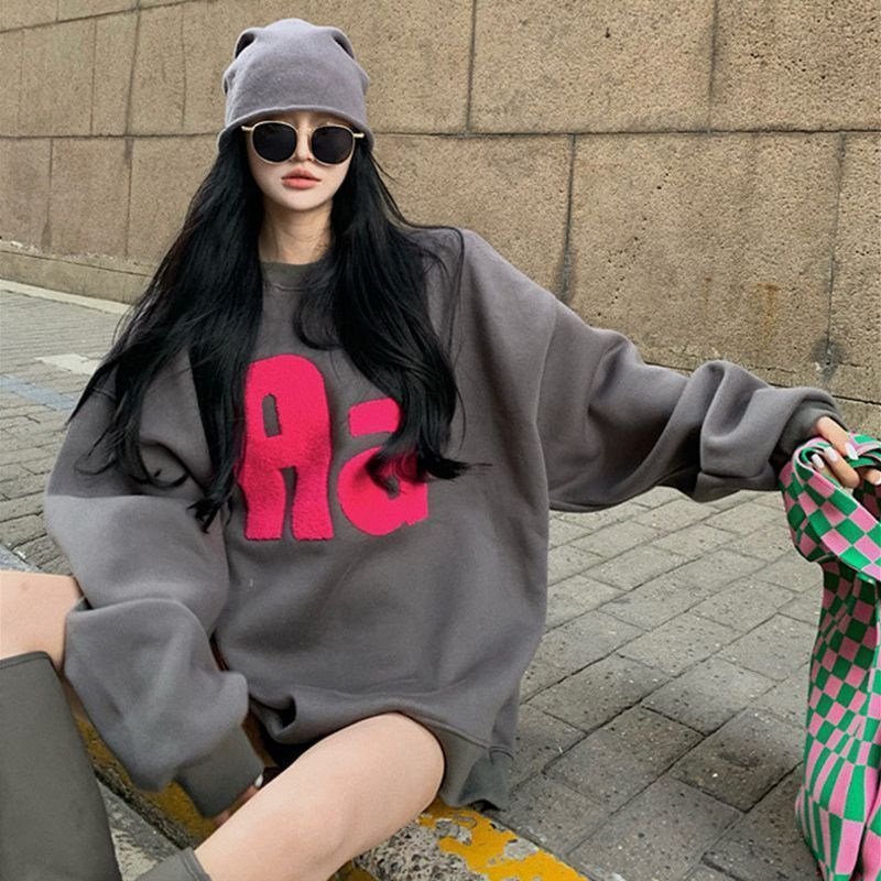 High-End Gray Sweatshirt Jacket For Women, Autumn And Winter New Design, Niche Loose Fit, Lazy Style, Disappearing_ecoleips.com