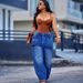 Women's European American Style Faux Two-Piece Denim Skirt Washed Monkey Jeans Fashion_ecoleips.com
