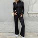 Women's Slim-Fit Long Sleeve Top & Tights Two-Piece Set - Stretchy Polyester Workout Outfit For Yoga, Running & Gym_ecoleips.com