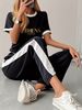 Women's Clothing Summer New Arrival Gold Foil Letter Print Two Piece Set For Women Unique Casual Versatile Slimming Flattering 8002 Print_ecoleips.com