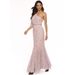 Women's One Shoulder Chiffon Mermaid Maxi Dress, Elegant Formal Evening Party Gown_ecoleips.com