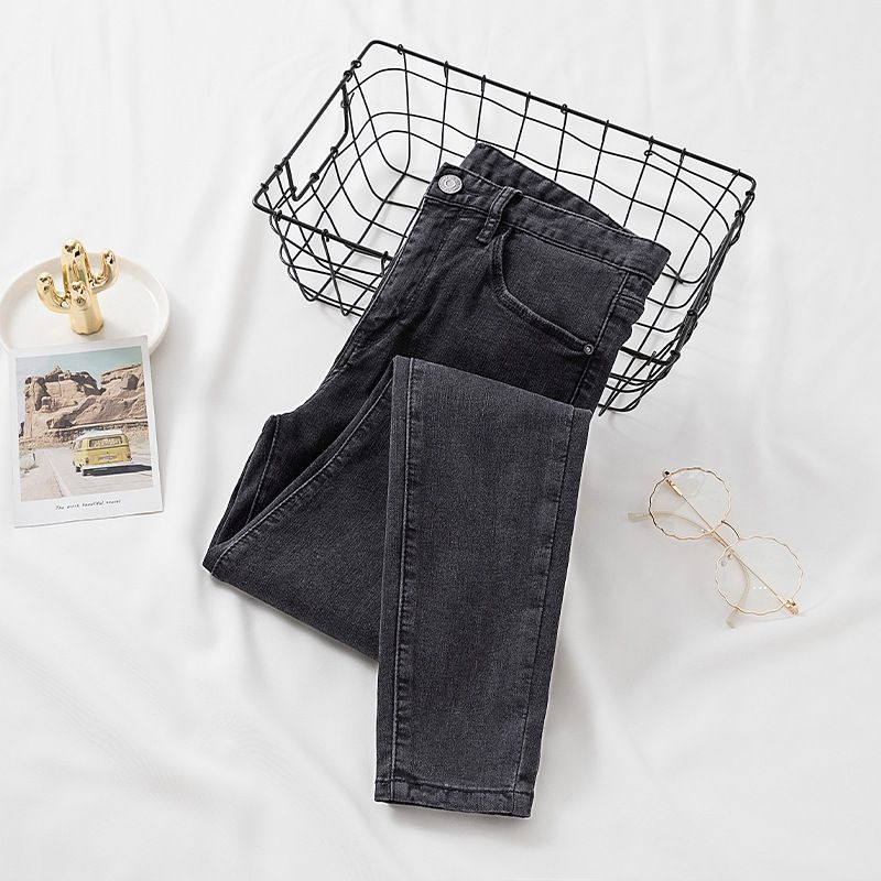 Women's Slim Fit Cropped High Waisted Jeans Korean Style Skinny Pencil Pants Trendy Spring Wear outside New 2026_ecoleips.com