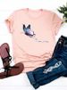 European And American Cross-border Foreign Trade Clothing Butterfly Pattern Round Neck Printed Women's Short-sleeve_ecoleips.com