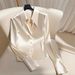 Women's Clothing New Light Luxury High End Super Good Looking Shirt French Acetate Satin Top_ecoleips.com