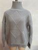 Bold Geometric Knit Sweater – Oversized High-Neck Pullover With 3D Jacquard (S-XL, Acrylic-Nylon Blend, Ice Cream Color Palette)_ecoleips.com