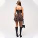 Sexy Leopard Print Halter Top Women's Low Cut Lace Patchwork High Waisted A-Line Slim Fit Dress Style_ecoleips.com