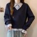 American-style Two-piece Short Sweatshirt For Women, Spring 2026, Plus Size, Loose Fit, College Style, Slimming_ecoleips.com