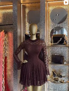 Elegant Lace Cocktail Dress Slim Fit Short Flattering Feminine Silhouette for Parties Luxury Cross-Border Fashion_ecoleips.com