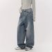 Autumn And Winter American Retro Rhinestone Jeans, Spicy Girl Style, Loose Straight-leg Jeans For Women, High Street_ecoleips.com