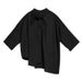 Gothic Oversized Shirt for Women Asymmetrical Layering Polo Collar Dark Aesthetic Loose Fit Open Front Blouse M to XL Black_ecoleips.com