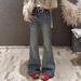 Plus Size Vintage Flare Jeans For Women – Stretchy High-Waisted Rhinestone Embellished Bootcut Denim Pants (Blue, S-3XL)_ecoleips.com