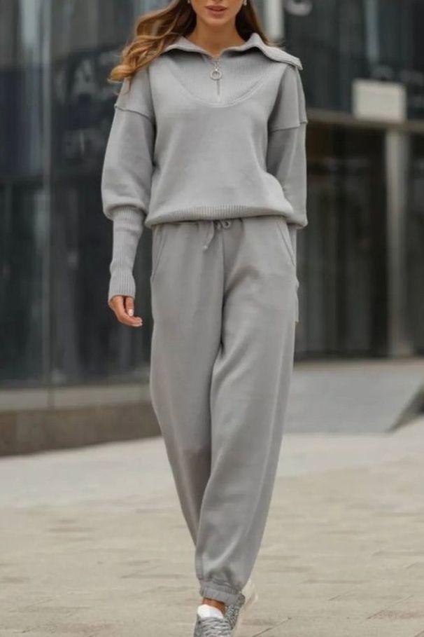 Women's Clothing Autumn And Winter Temperament Leisure Sweater Two Piece Suit_ecoleips.com