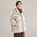 girl Girl Girl Winter 90 White Duck Casual Simple Versatile Loose Warm Mid-Length Stand Collar Hooded Down Jacket For Women 18711_ecoleips.com