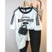 Women's Trendy Short Sleeve T-Shirt Three Stripe Crew Neck Versatile Loose Fit Printed Patchwork Thin Style 2024 New_ecoleips.com