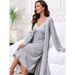 Aria Basics European American Cross-border Factory Wholesale Pure Desire Style Milk Silk Lace Nightgown And Robe Sexy Sleepwear_ecoleips.com