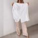 Elegant Women's Long Sleeved Solid Color Shirt Top And Loose Fitting Trousers Set Digital Print Cross Border 2024_ecoleips.com