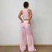 Women's Clothing Women's Striped Vest & Pants Set – Office Chic Cotton-Linen Suit (S-L, Grey/Pink)_ecoleips.com
