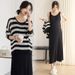Autumn New Korean Fashion Knitted Strap Two-Piece Maternity Dress_ecoleips.com