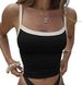 Women's Contrast Color Camisole Slimming Vest European American Style Spring Collection Sexy Backless Ultra Short Basic Top_ecoleips.com