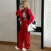 Cross-Border Casual Fashion European And American Style Women's Zipper Cardigan Jacket Sports Drawstring Pants_ecoleips.com