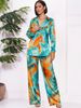 Women's Clothing Women's Retro Geometric Print Lapel Loose Shirt Autumn Fashion Tie Collection_ecoleips.com