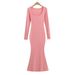 YPFF Trendy Women's Dress, European American Internet Celebrity Style, Pure And Sexy, Square Neck, Slim Fit, High Waist,_ecoleips.com