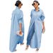 10077 Women's Fashion Casual Spring New Solid Color Long Shirt Jacket_ecoleips.com