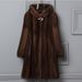 Luxury Faux Fur Coat With Hood, Long Winter Coat For Women, Elegant Outerwear, Deep Brown, Plus Size Available_ecoleips.com