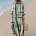 Long Sleeve Shirt Dress For Women, Casual Floral 3D Print Sleeve Long Dress E023_ecoleips.com