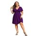 European And American Early Autumn Dress for Women Ruffled V Neck Pockets TK New Resort Style plus Size Clothes_ecoleips.com